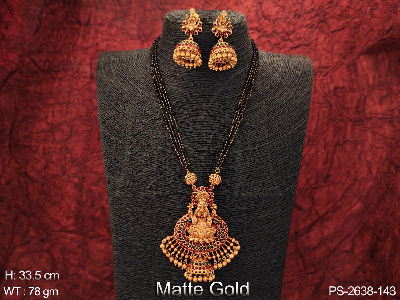 Laxmi Pendant Designer Temple Jewelry Long Pendant Set