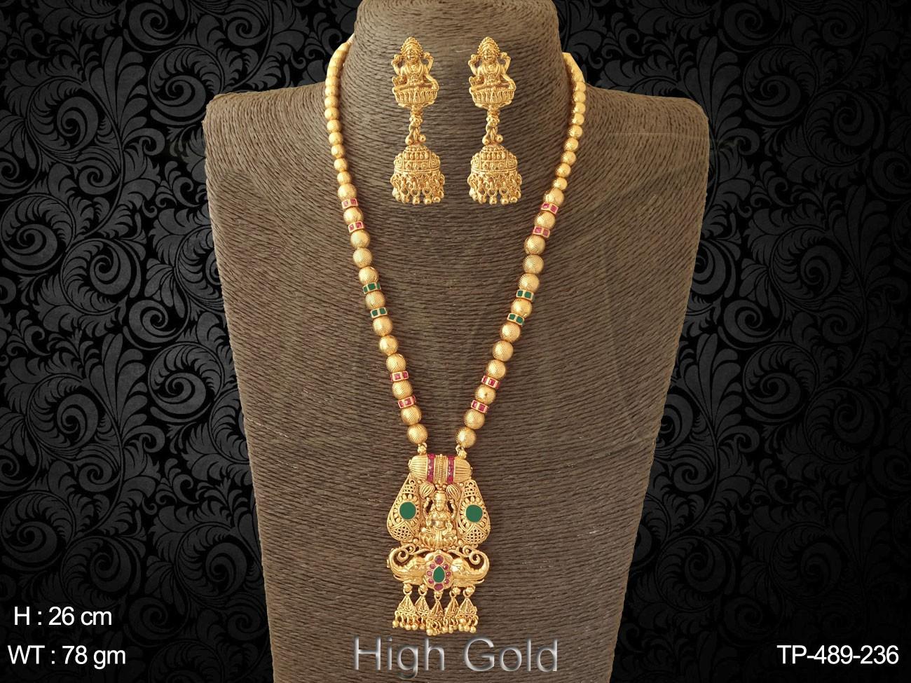 Gold plated traditional temple pendant set