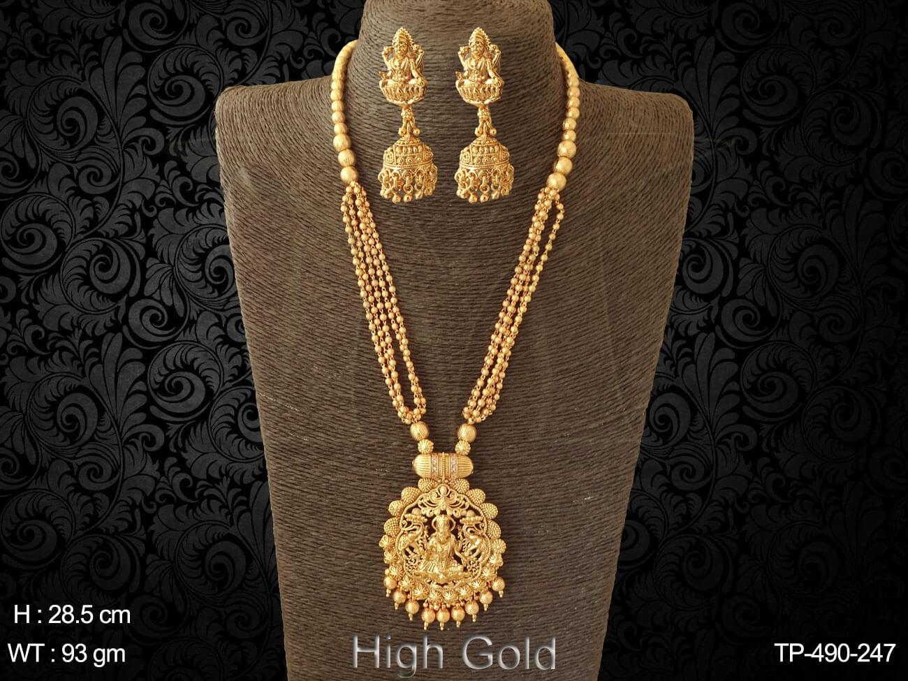 Gold plated ballchain laxmi mata temple pendant set