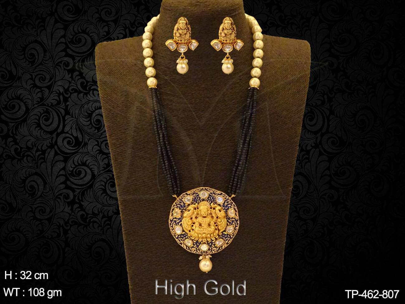 Round Base Laxmi Ji Temple Pendant