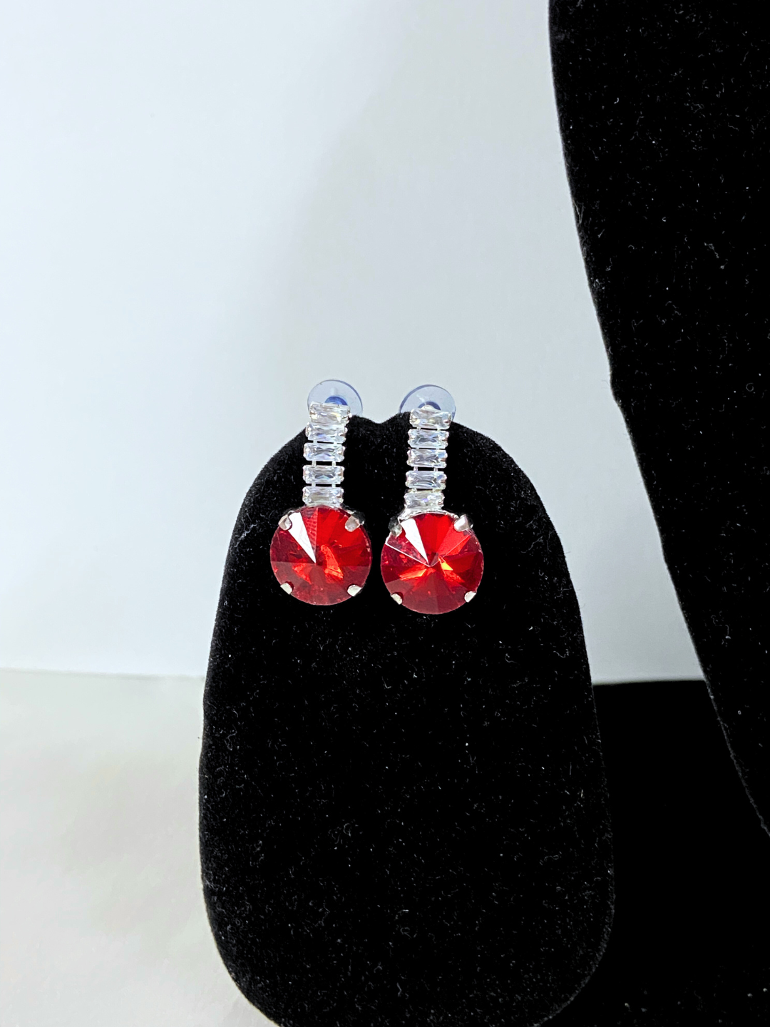 Minimalist Choker Set | White Crystal Stars with Red Ruby Stones Design