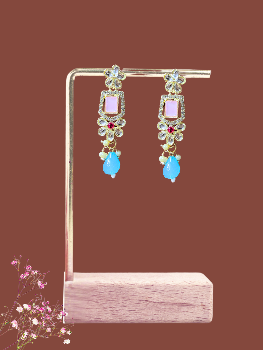 Multi-Colour Kundan Wedding Set - Neckpiece, Maang Tikka, and Earrings