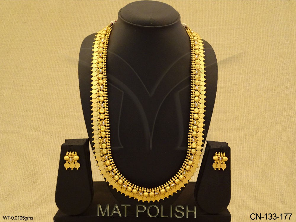 Paan Stone Long Coin Necklace Set