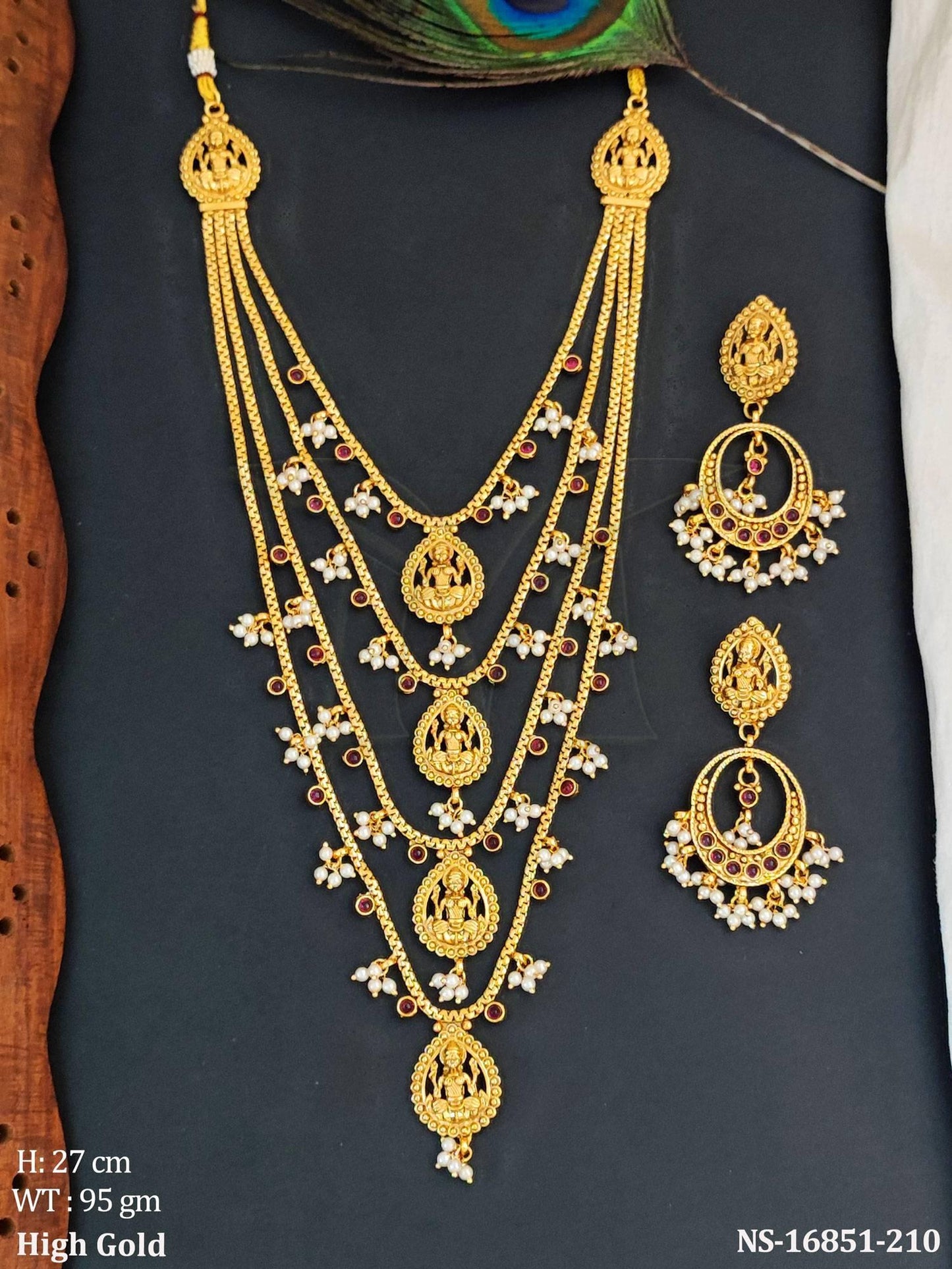 Beautiful High Gold Full Stone Party Wear Neckalce Set