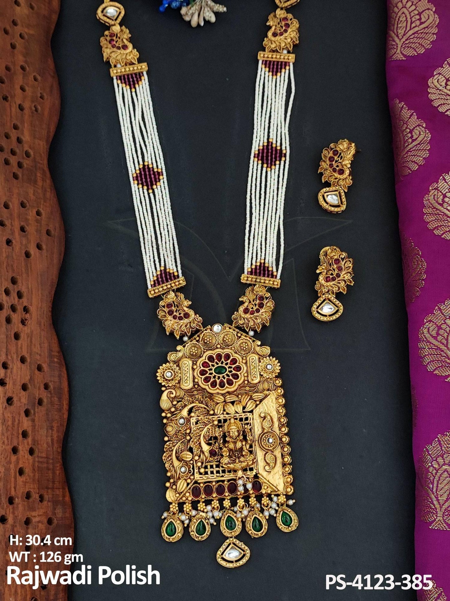 Temple Jewellery Rajwadi Polish Fancy Designer Pendant set