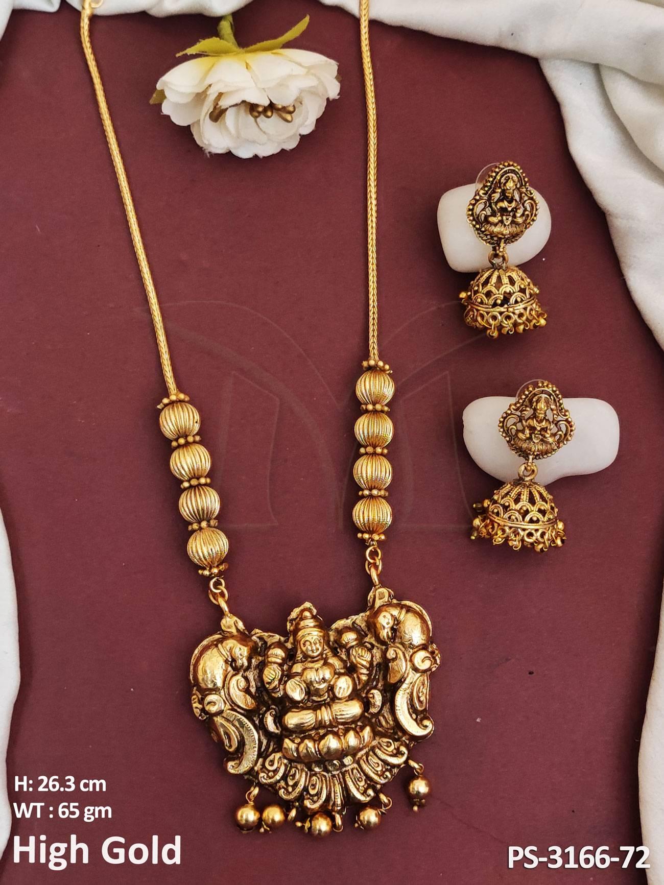 Temple Jewellery Beautiful High gold Polish Fancy Style Pendant Set