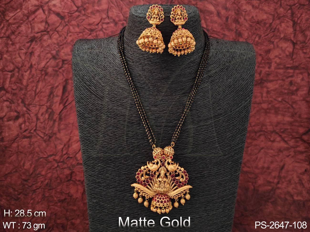 Laxmi Pendant Beautiful Long Designer Temple Jewelry Pendant Set