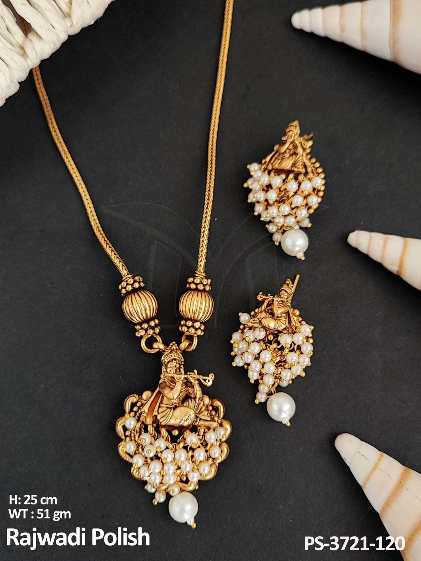 Temple Jewellery Rajwadi Polish God Face Designer Pendant Set