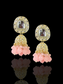 Kundan Baby Pink Jhumkas with Zircon Stones & Gold Plating | Medium Size | Ethnic & Wedding Wear