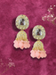 Kundan Baby Pink Jhumkas with Zircon Stones & Gold Plating | Medium Size | Ethnic & Wedding Wear