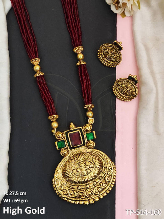 Temple Jewellery Beautiful High Gold Polish Party Wear Pendant Set