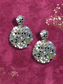 Round Mirror-Cut Earrings with Zircon Stones & Silver Plating | Medium Size | Party & Wedding Wear
