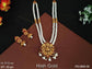 Clustered Pearl God Laxmi Design Pendant High Gold Polish Designer Long Temple Jewelery Temple Pendant Set