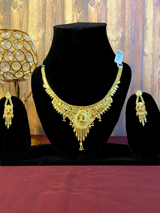 Elegant Arab Gold Choker Set | Lightweight & Refined Design | Dubai Style Jewellery