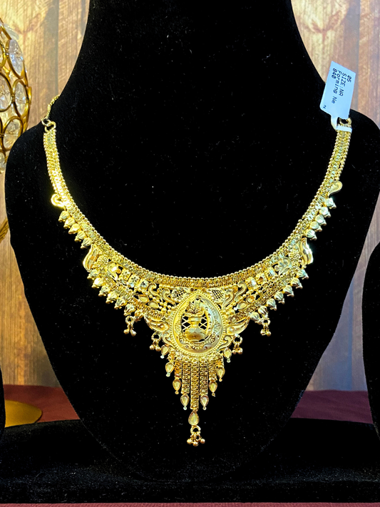 Elegant Arab Gold Choker Set | Lightweight & Refined Design | Dubai Style Jewellery