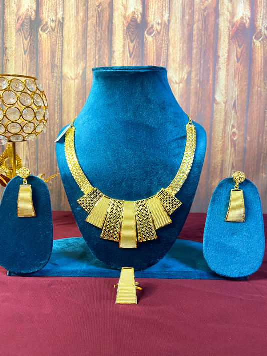 Antique Arab Gold Choker Set | Lightweight Aran Style Design | Elegant & Stylish Dubai Jewellery