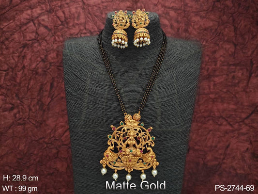 Designer Fancy Design Laxmi Pendant Beautiful Party wear Long Temple Pendant Set