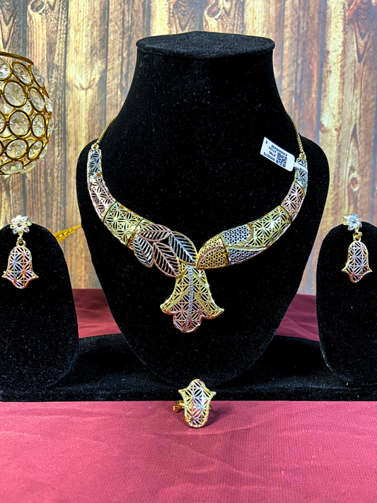 Elegant Antique Jewellery Set | Rose Gold & Silver Plating