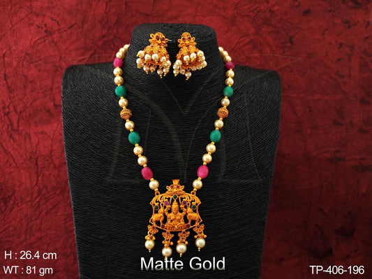 Oval Moti Shape Laxmi Ji Temple Pendant