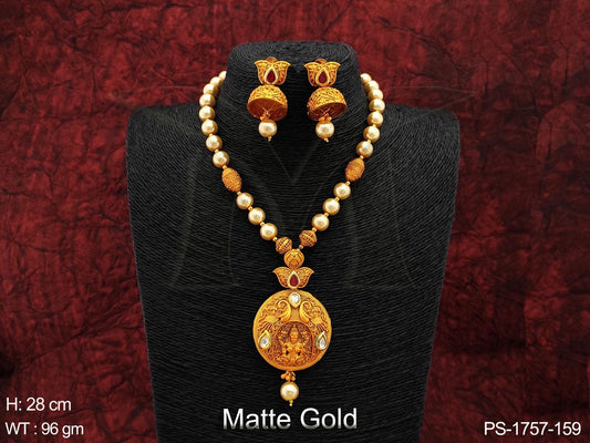 Round Base Laxmi Ji Center Temple Pendant