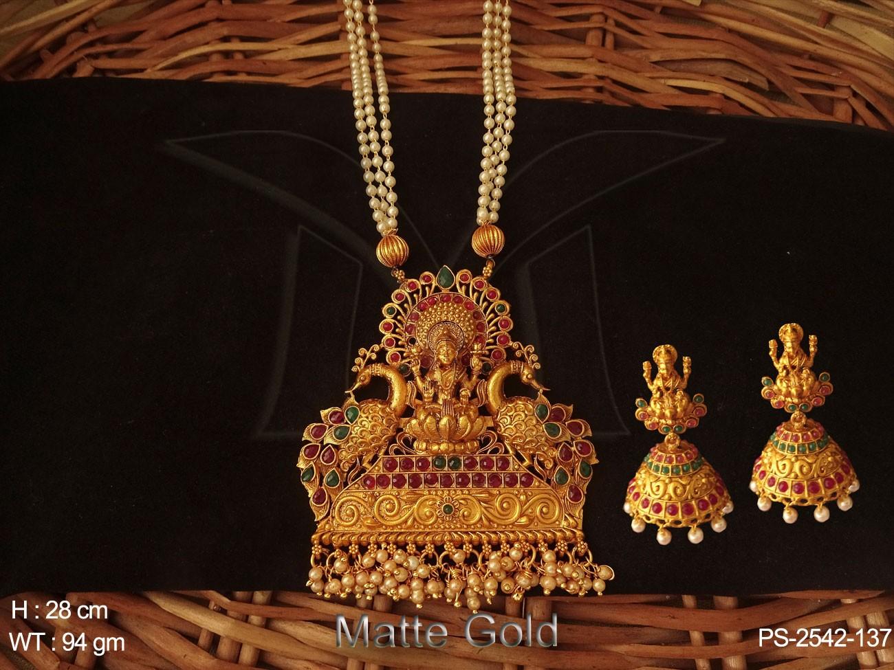 Heavy Style Laxmi Designer Temple Pendant Set