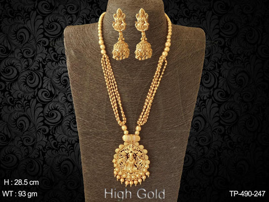 Gold plated ballchain laxmi mata temple pendant set