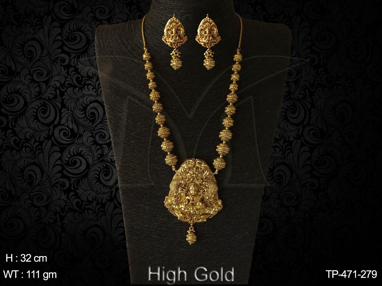 Laxmi mata with peacock temple pendant set