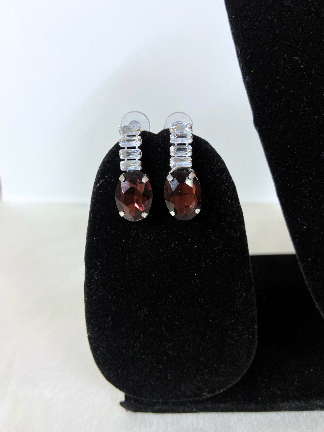 Minimalist Oval Choker Set | Brown Ruby Stones with Zircon Detailing