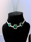 Minimalist Square Choker Set | Green Zircon Stones with Elegant Detailing