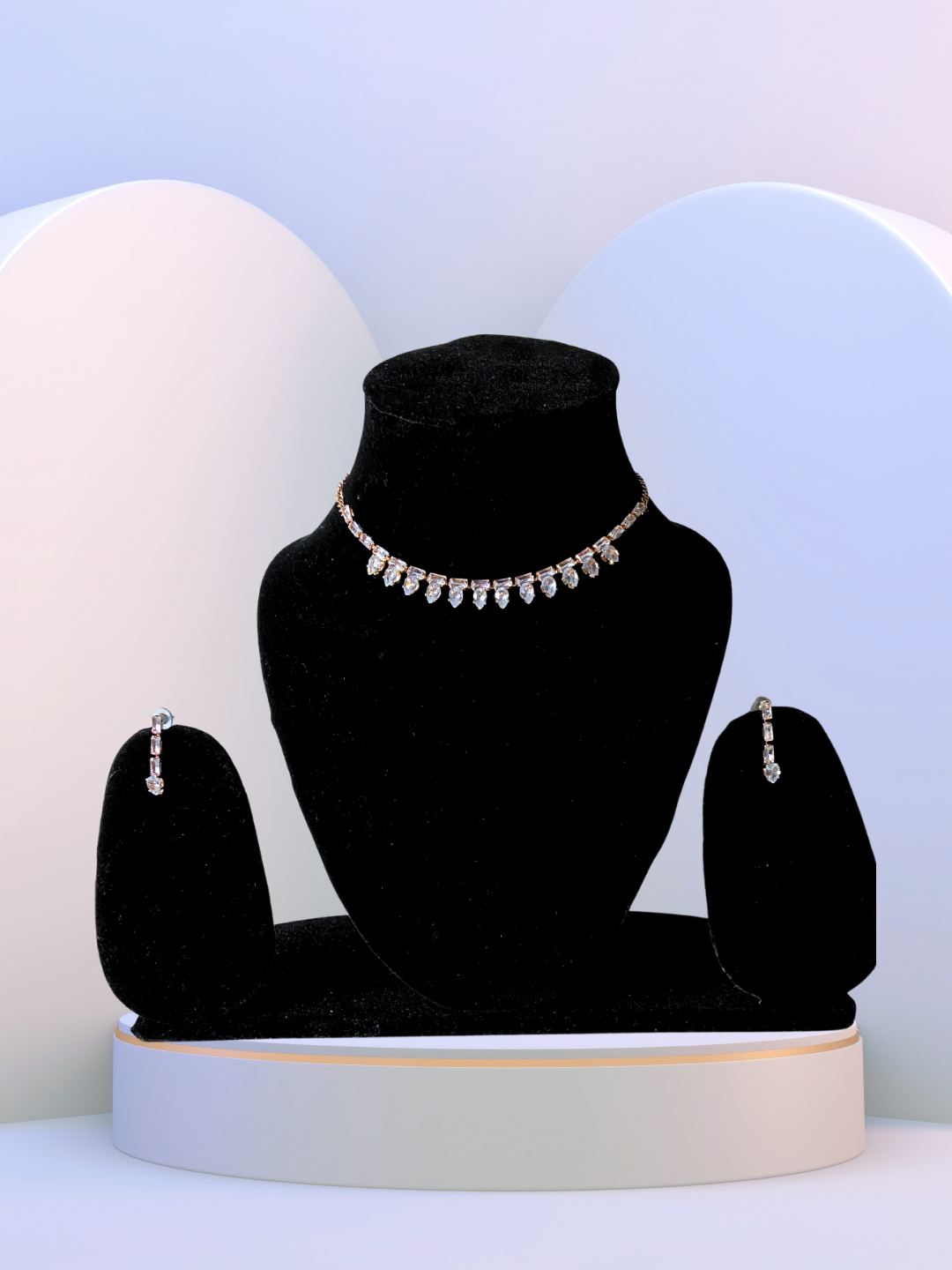 Minimalist Choker Set | Elegant Gold-Plated Choker with White Crystals