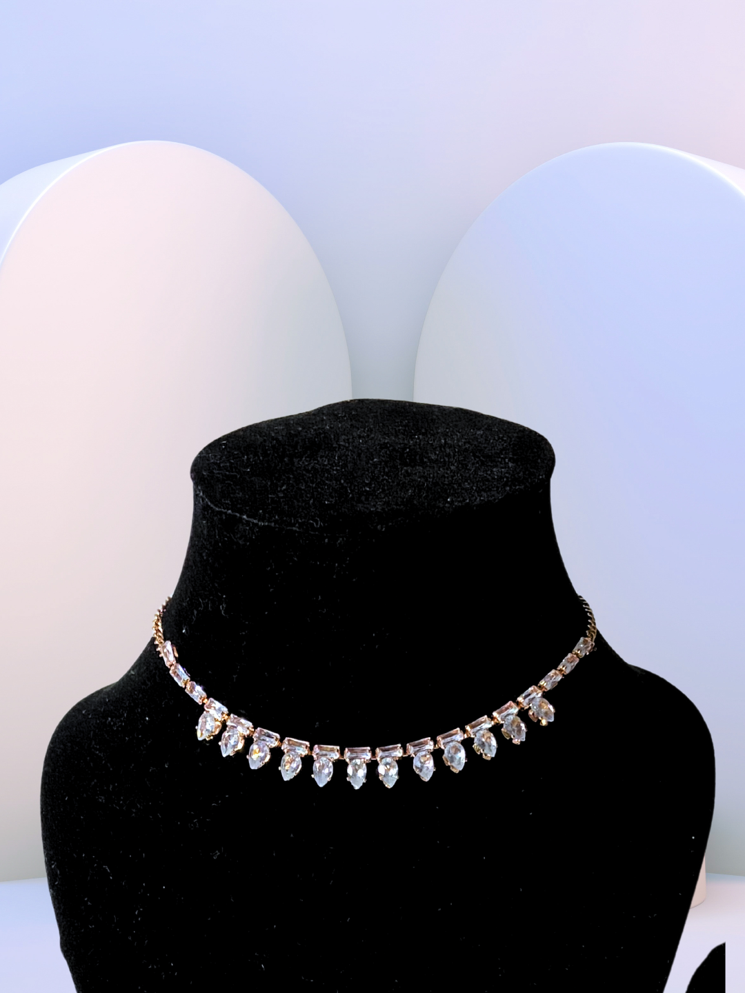 Minimalist Choker Set | Elegant Gold-Plated Choker with White Crystals