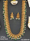 Temple Jewelry Matte Gold Polish South Look God Laxmi Coins Long Temple Necklace Set