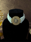 Minimalist Kundan Round Flower Choker with White Beads Chains