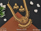 Temple Jewelry Matte Gold Polish South Bridal Wear Beautiful Design Coin Temple Long Necklace Set