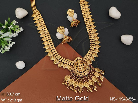 Temple Jewelry Matte Gold Polish South Design Wedding Wear Beautiful Coin