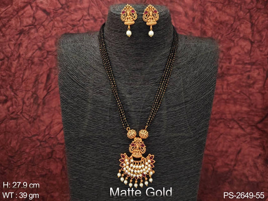Designer Temple Jewelry Laxmi Pendant Long Pendant Set