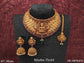 Fancy Design Matte Gold Polish Laxmi Coin Choker Temple Necklace Set