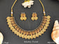 Matte Gold Polish Desing Laxmi Desing Temple Jewellery Temple Coin Short Necklace Set