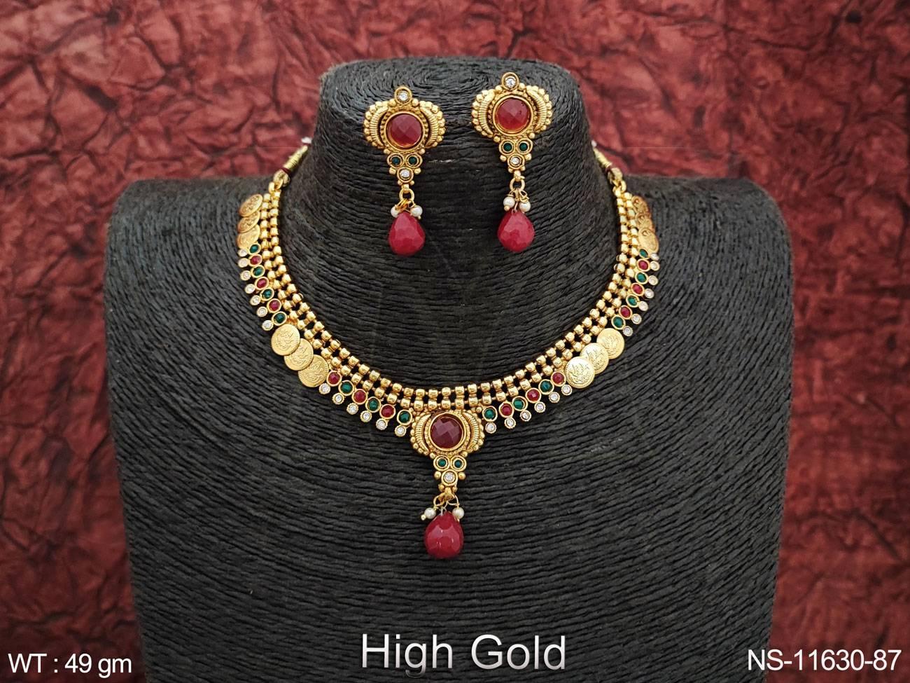 Temple Jewelry High Gold Polish South Style Temple Short Necklace Set