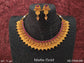 Matte Gold Polish God Laxmi Figure Coin South Style Wedding Wear Kemp Temple Coin Necklace Set