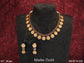 Beautiful Coin Design Full Stones Matte Gold Polish Temple Necklace Set