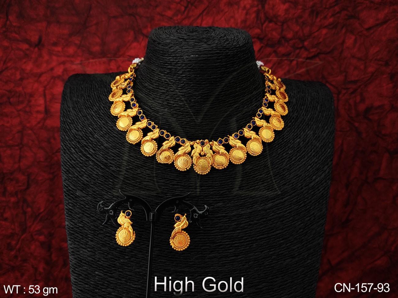 Laxmi Ji Leaf Hold Coin Necklace