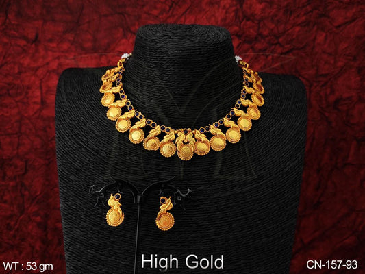 Laxmi Ji Leaf Hold Coin Necklace