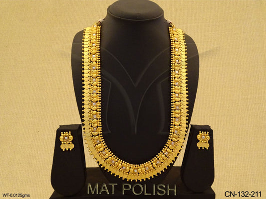 Kaju Square Beads Long Necklace Set