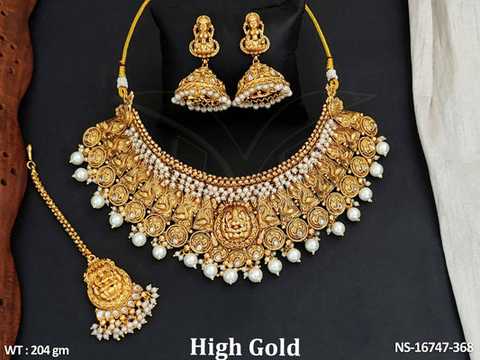 Temple Jewellery High Gold Polish Choker Necklace Set