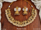 Matte Gold Polis Fancy Style God Laxmi Design Clustered Pearl Temple Jewellery Short Necklace Set