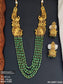 Beautiful Designer Temple Matte Gold Polish Full Stone Party Wear Necklace Set