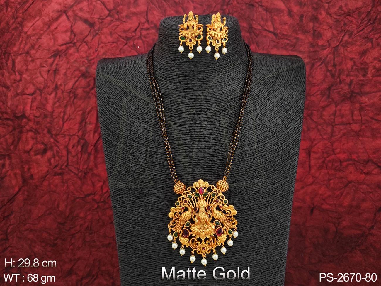 Beautiful Laxmi Pendant Designer Fancy Style Long Temple Pendant set