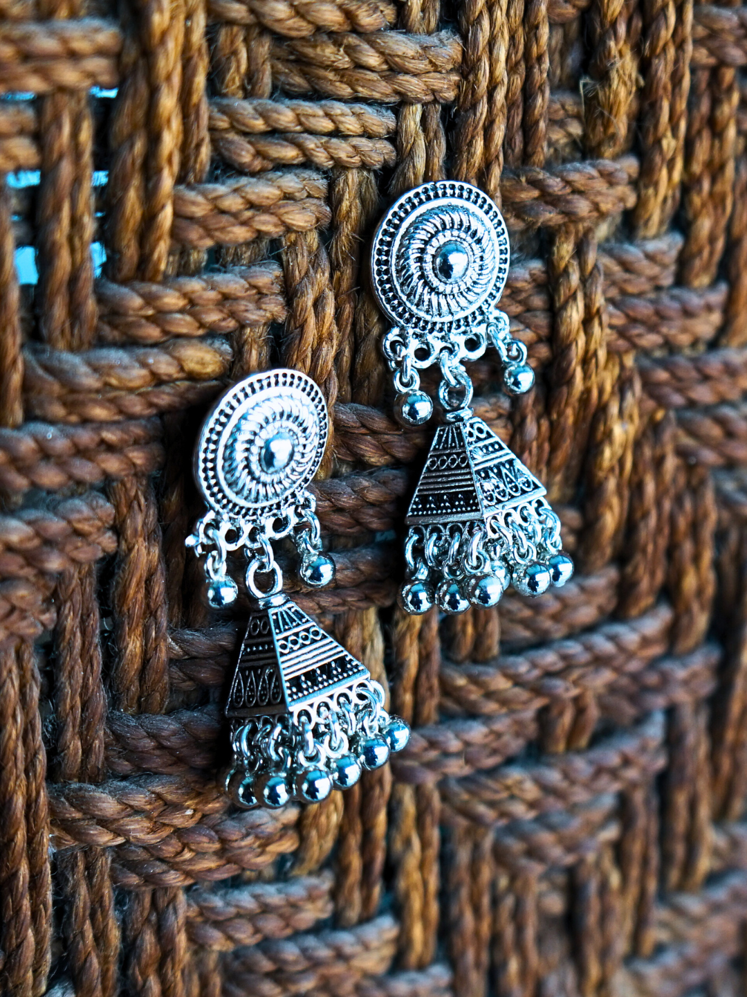 Oxidised Long Pendant with Peacock Design and Black Beads Chain | Boho Indian Aesthetic