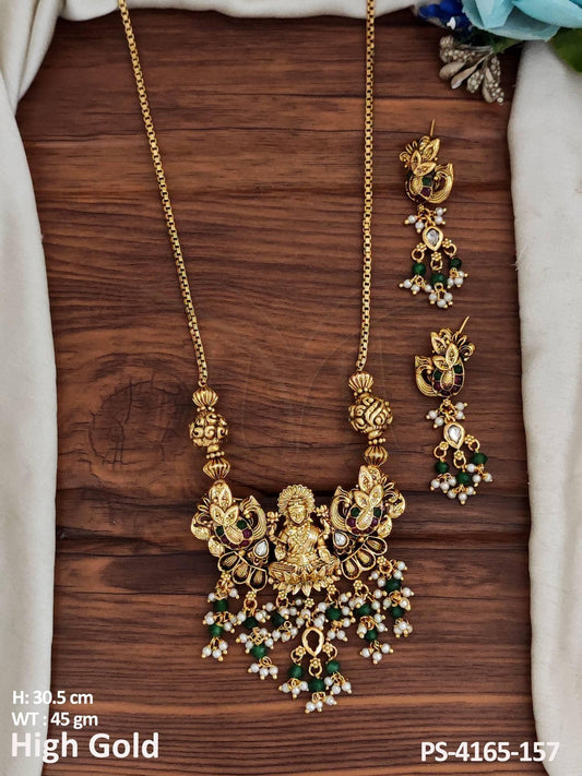 Regal Temple Jewellery High Gold Polish Perfect for Bridal Jewelry Pendant Set